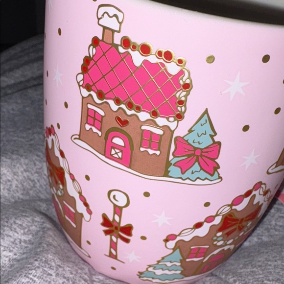Peppermint & Pine Pink Mug with Gingerbread Design - Picture 2 of 6